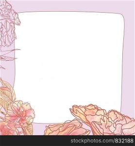 Square frame with beautiful delicate vintage floral pattern