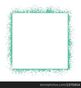 Square green paint splatter frame isolated vector illustration. Spray abstract framing. Blank template for text, postcard or design. Square green paint splatter frame isolated vector illustration