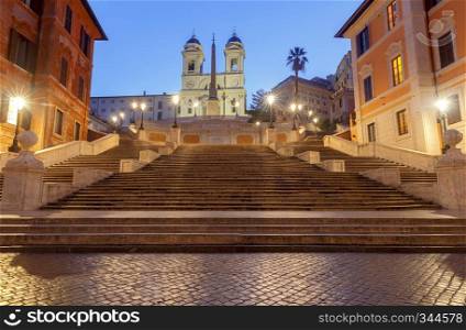 Square of Spain, Fountain Boat and Spanish staircase in the early morning. Rome. Italy.. Rome. The Square of Spain.