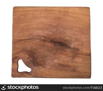 square old kitchen wooden board for slicing foods isolated on white background