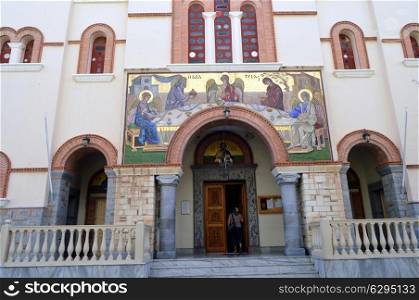 Square Orthodox Church in Greece on the island of Crete.