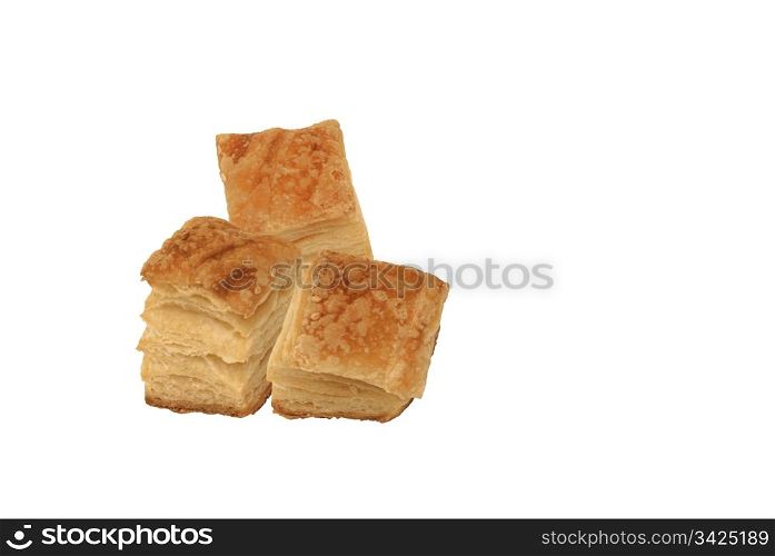square puff pastry (zu-zu) isolated on white background