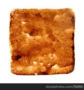 Square stain of spilt black coffee isolated over the background