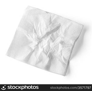 Square used napkin, isolated on white.With clipping path