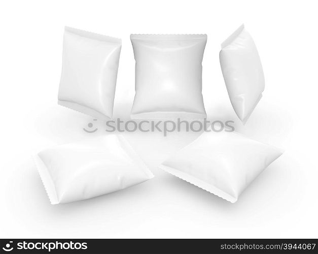 Square white pouch use for your product like snack or food with clipping path