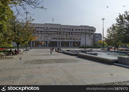 Square with fountain in Ruse town, Bulgaria