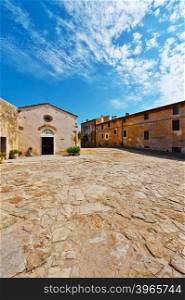 Square with Old Church in the Medieval Italian City