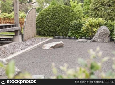 square with stones in front of the house. Japan. square with stones in front of the tea house. Japan