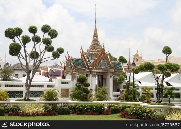Square with temples in Grand palace, Bangkok, Thailand