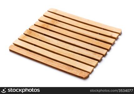 square, wooden trivet isolated on white background