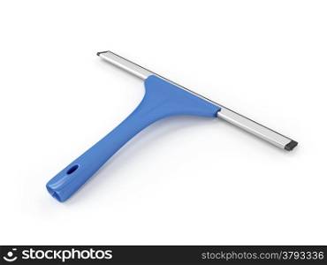 Squeegee with blue handle on white background