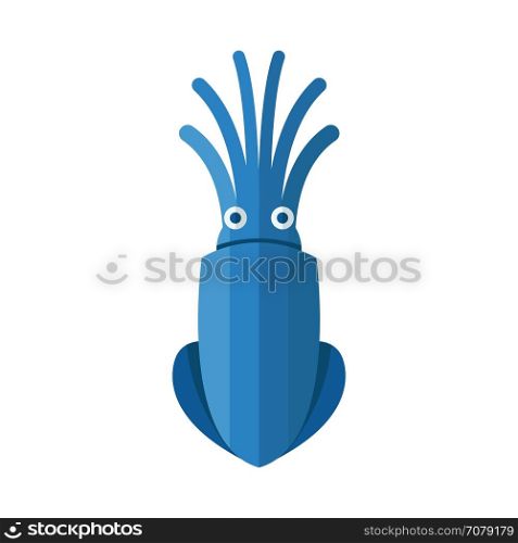 Squid Cartoon Vector blue