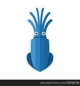 Squid Cartoon Vector blue