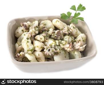 squid salad in front of white background