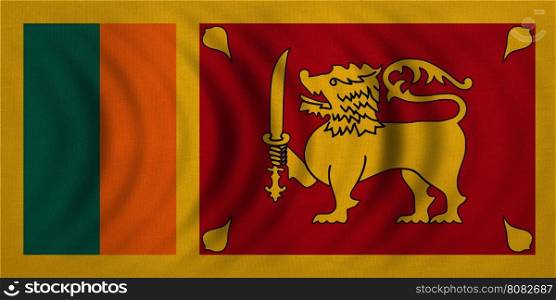 Sri Lankan national official flag. Patriotic symbol, banner, element, background. Correct colors. Flag of Sri Lanka wavy with real detailed fabric texture, accurate size, illustration