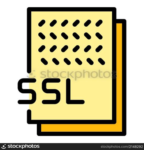 Ssl document icon. Outline ssl document vector icon color flat isolated. Ssl document icon color outline vector