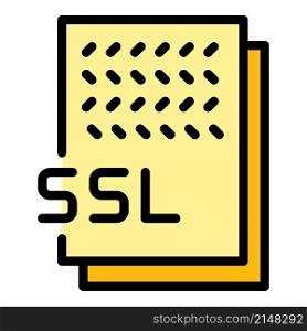 Ssl document icon. Outline ssl document vector icon color flat isolated. Ssl document icon color outline vector