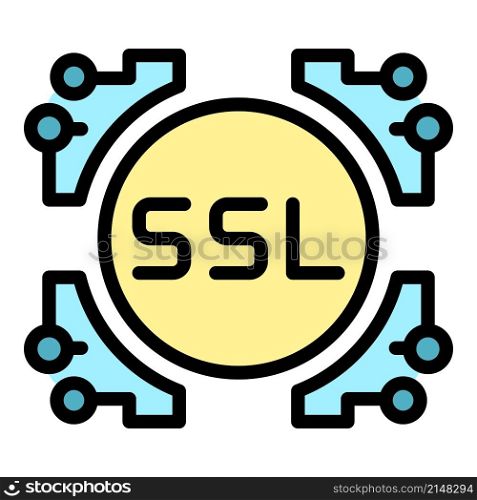 Ssl system icon. Outline ssl system vector icon color flat isolated. Ssl system icon color outline vector