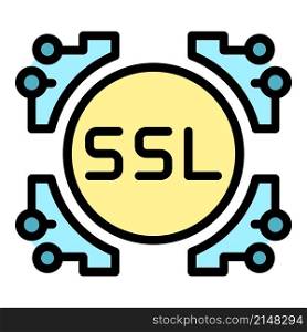 Ssl system icon. Outline ssl system vector icon color flat isolated. Ssl system icon color outline vector