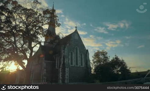 St. Albans Church against evening sky with sailing clouds in Copenhagen, Denmark. It was built from 1885 to 1887