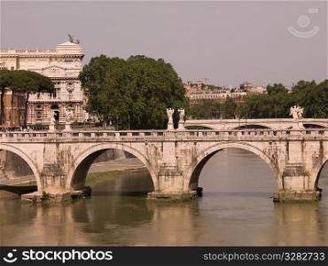 St. Angelo Bridge leading to Castel Sant&acute;Angelo in Rome Italy