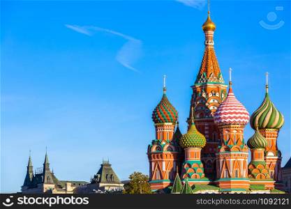 St. Basil&rsquo;s Cathedral on Red Square in Moscow, Ancient Moscow St. Basil&rsquo;s Cathedral is the main tourist attraction of city, Russia.