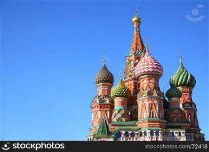 St. Basil's cathedral on Red Square in Moscow, Russia. Copyspace at the left.