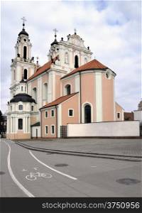 St.Catherine Church in Vilnius, Lithuania. Cloudy day.