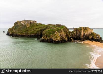 St Catherine&rsquo;s Island a small tidal island linked to Tenby in Pembrokeshire, Wales, from the east