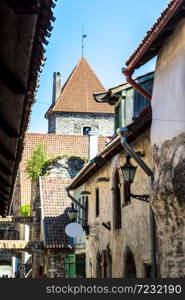 St Catherine&rsquo;s passage - historical cobbled street in old town of Tallinn in a beautiful summer day, Estonia