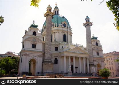 St. Charles Church or the Karlskirche in Vienna, Austria.. St. Charles Church or the Karlskirche in Vienna, Austria