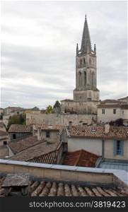 St. Emilion. View on the church of St. Emilion in France