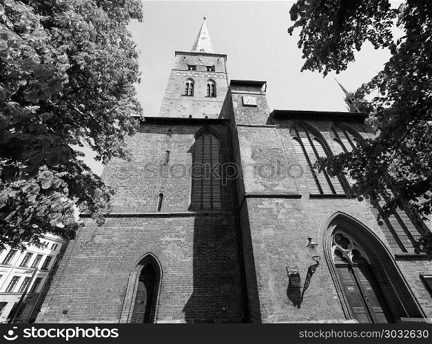St Jakobi church in Luebeck bw. St Jakobi (St James) church in Luebeck, Germany in black and white