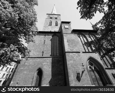 St Jakobi church in Luebeck bw. St Jakobi (St James) church in Luebeck, Germany in black and white