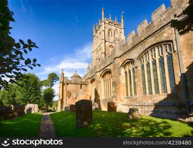 St James Church and graveyard in old Cotswold town of Chipping Campden