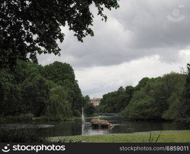 St James Park in London. St James Park pond in London, UK