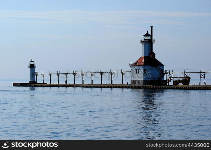 St. Joseph North Pier Lights, built in 1906-1907, Lake Michigan, MI, USA