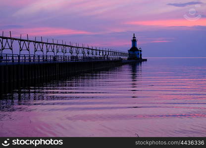 St. Joseph North Pier Lights, built in 1906-1907, Lake Michigan, MI, USA