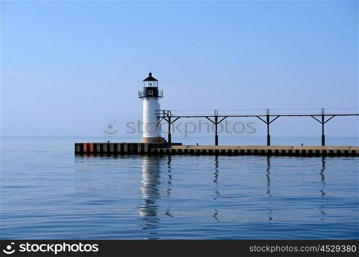 St. Joseph North Pier Outer Light, built in 1906, Lake Michigan, MI, USA