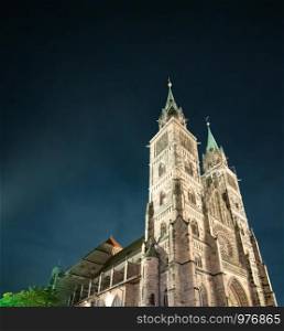 St Lorenz Church at night, Nuremberg, Germany.