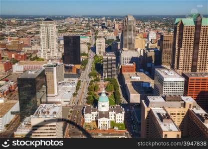 ST LOUIS, MO, USA - AUGUST 26: Downtown St Louis, MO with the Old Courthouse on August 26, 2015 in St Louis, MO, USA.