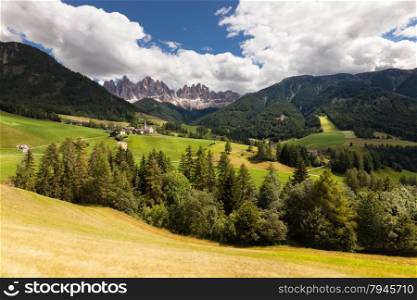 St. Magdalena village, Val di Funes, Dolomites Alps, Italy, Europe