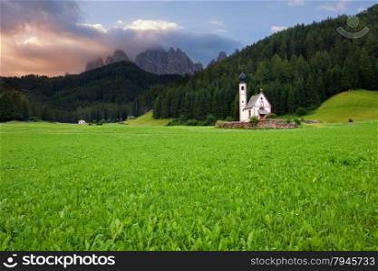 St. Magdalena village, Val di Funes, Dolomites Alps, Italy, Europe