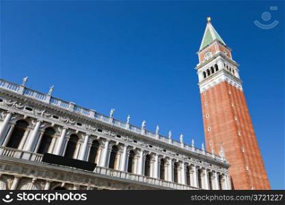 St Marks Campanile, Italian Campanile di San Marco, the bell tower of St Mark&rsquo;s Basilica in Venice, Italy.