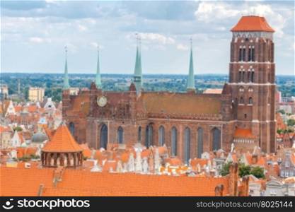 St. Mary&amp;#39;s Basilica in the historic center of Gdansk.
