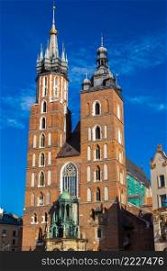 St. Mary’s Church in Krakow in a summer day, Poland