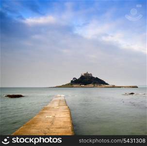 St Michael&rsquo;s Mount Bay Marazion early morning landscape with path revealed as tide goes out