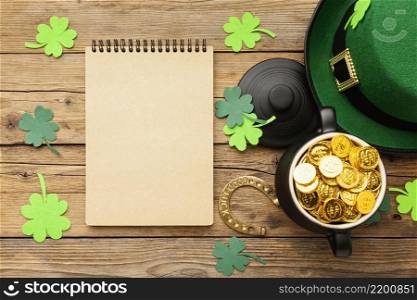 st patrick day items top view
