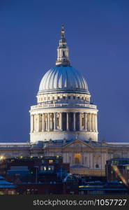 St Paul and millennium bridge in London