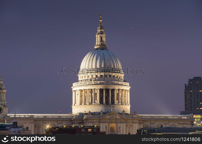 St Paul and millennium bridge in London